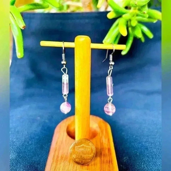 NEW Purple quartz handmade earrings or baubles, semi-precious stones - Picture 1 of 1